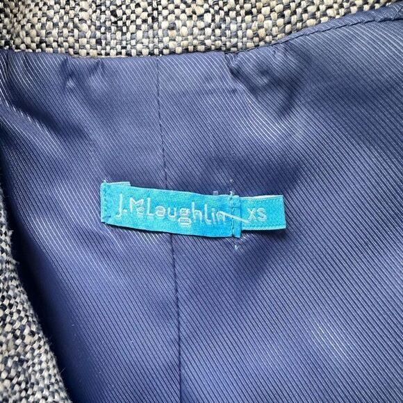 J. McLaughlin Womens Blue Beige Check Tweed Blazer Coat Size XS Pockets Lined - Picture 8 of 10